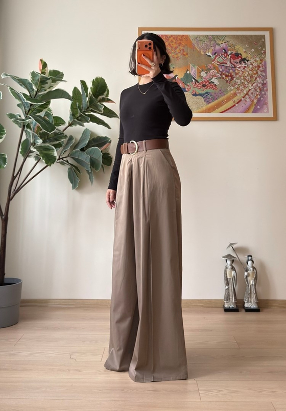 Kiyo Plikaşe Kemerli Pantolon Vizon