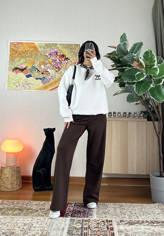 Leopar Baskılı Fularlı Sweatshirt 