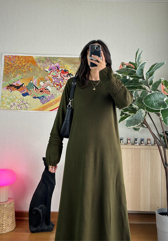 Megumi Triko Elbise Haki