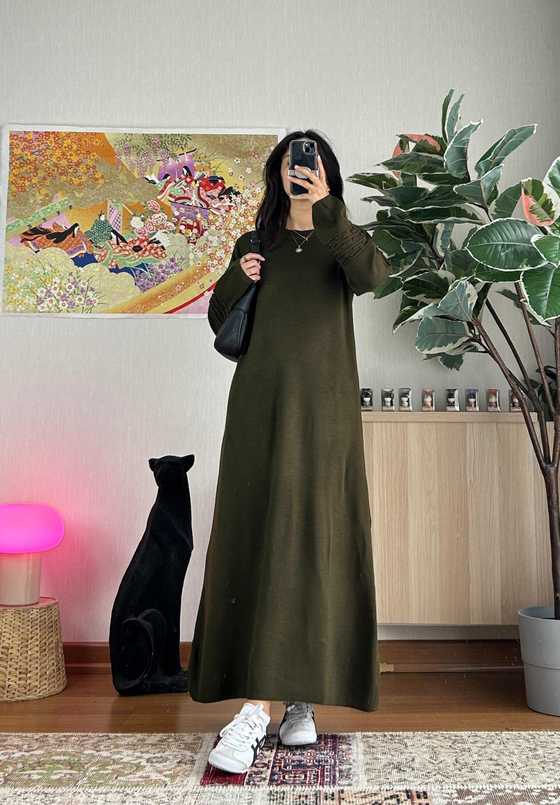 Megumi Triko Elbise Haki