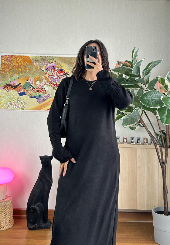 Megumi Triko Elbise Siyah