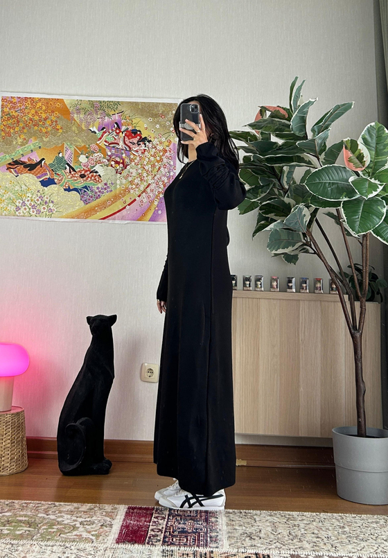 Megumi Triko Elbise Siyah