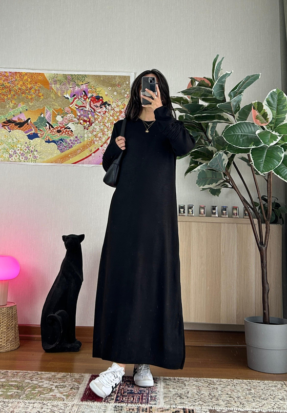 Megumi Triko Elbise Siyah