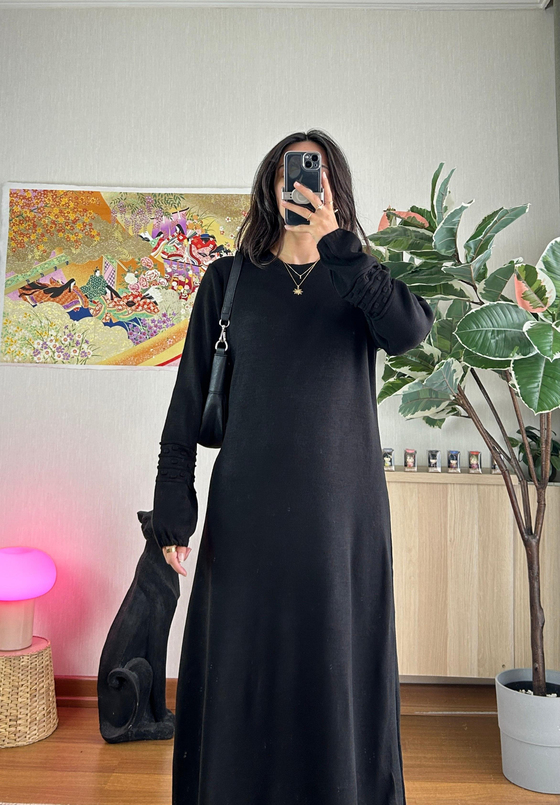 Megumi Triko Elbise Siyah