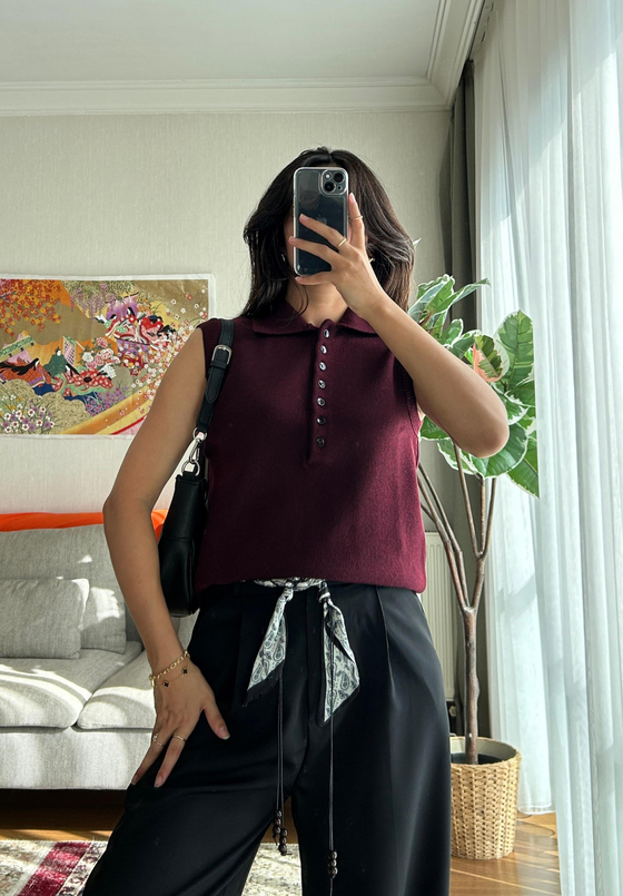 Meina Polo Yaka Süveter Bordo