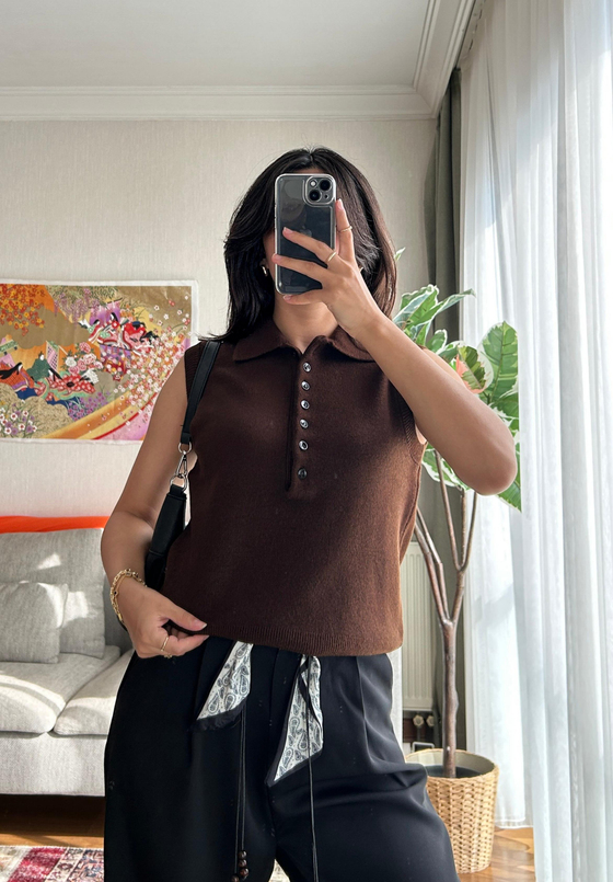 Meina Polo Yaka Süveter Kahve