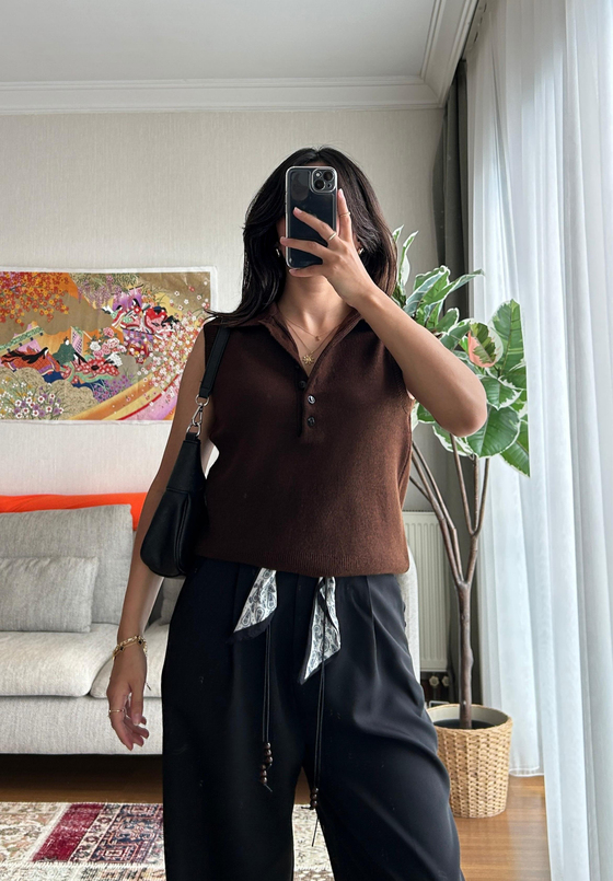 Meina Polo Yaka Süveter Kahve