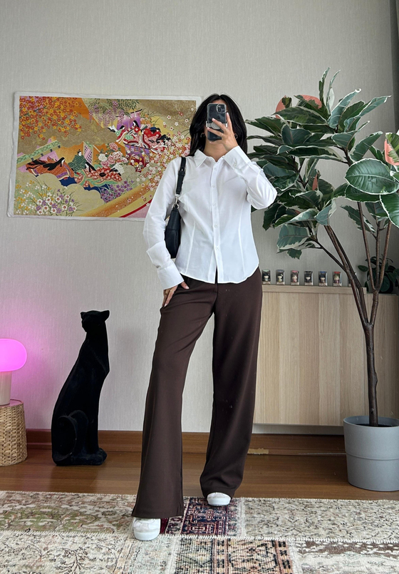 Miho Fit Kesim Düğmeli Gömlek Beyaz