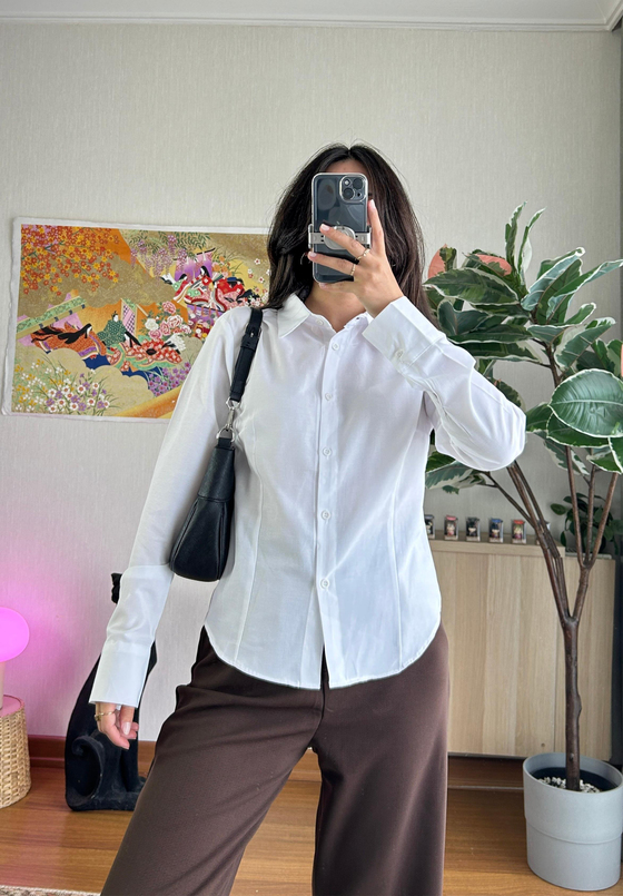 Miho Fit Kesim Düğmeli Gömlek Beyaz