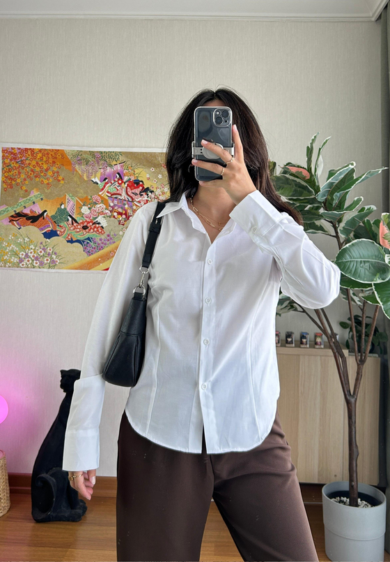 Miho Fit Kesim Düğmeli Gömlek Beyaz