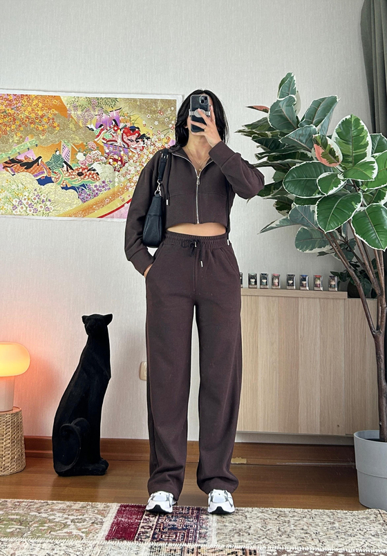 Mio Crop Yüksek Bel Takım Kahve
