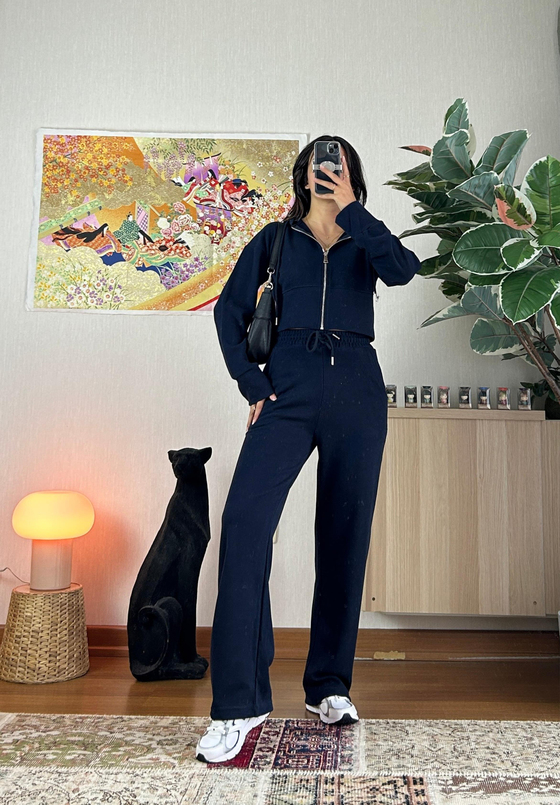 Mio Crop Yüksek Bel Takım Lacivert