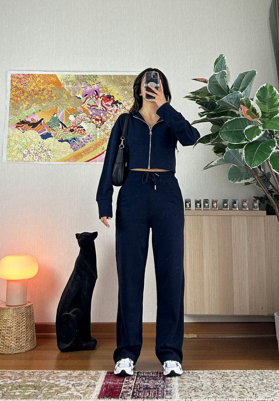 Mio Crop Yüksek Bel Takım Lacivert