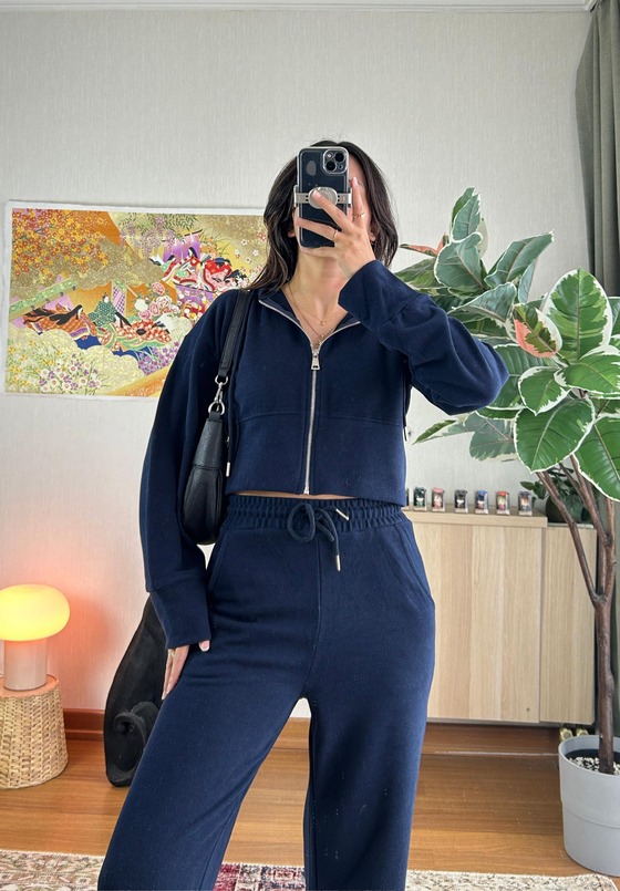 Mio Crop Yüksek Bel Takım Lacivert