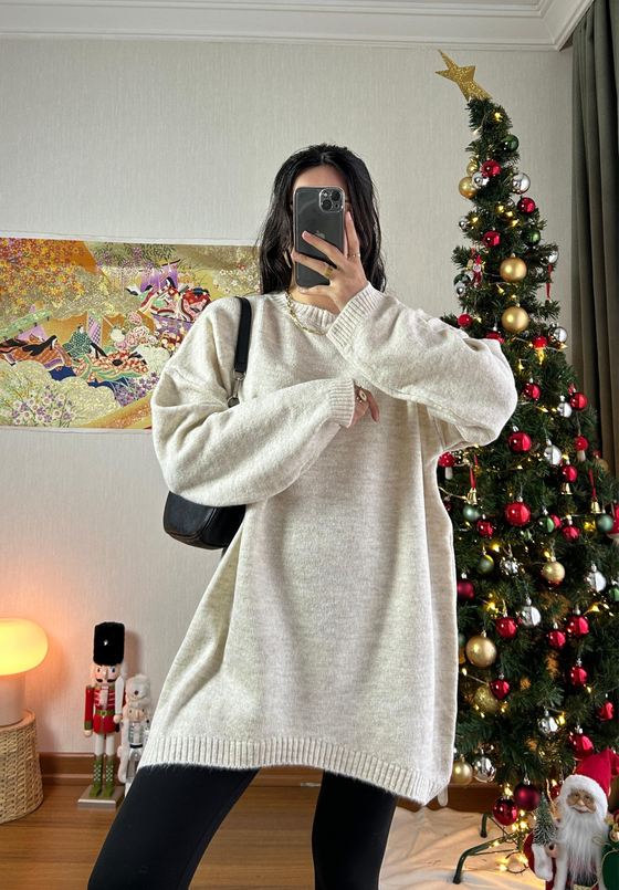 Mirua Basic Oversize Triko Kazak Bej