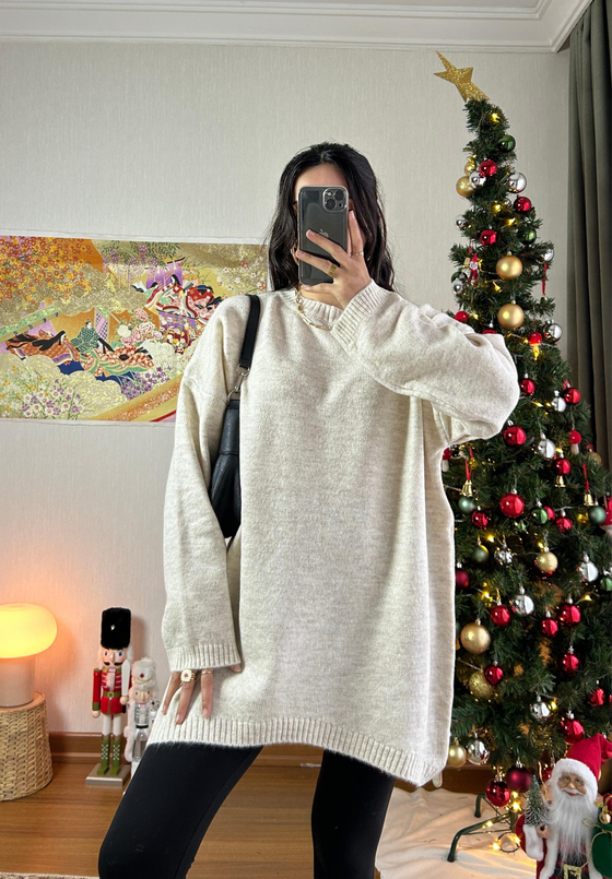 Mirua Basic Oversize Triko Kazak Bej