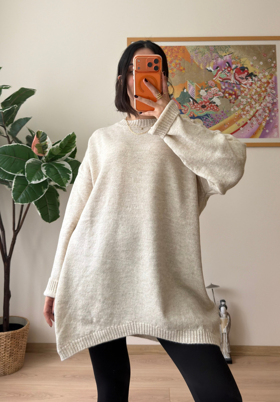 Mirua Basic Oversize Triko Kazak Bej
