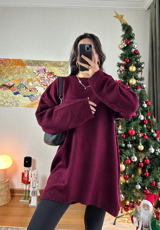 Mirua Basic Oversize Triko Kazak Bordo