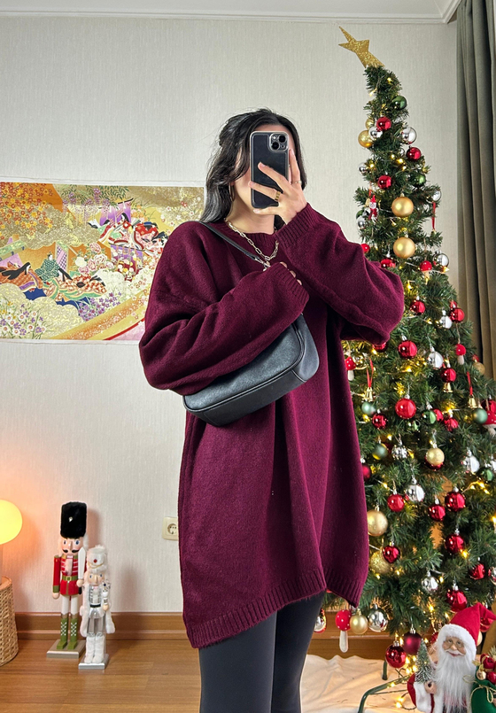 Mirua Basic Oversize Triko Kazak Bordo
