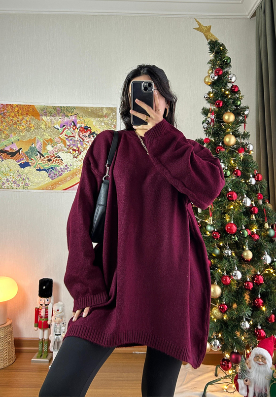Mirua Basic Oversize Triko Kazak Bordo