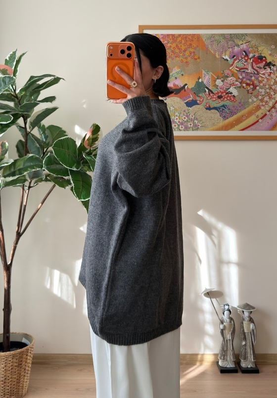 Mirua Basic Oversize Triko Kazak Füme