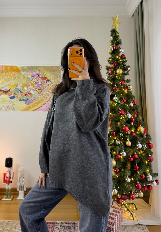 Mirua Basic Oversize Triko Kazak Füme