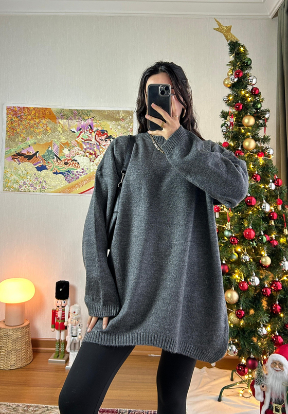 Mirua Basic Oversize Triko Kazak Füme