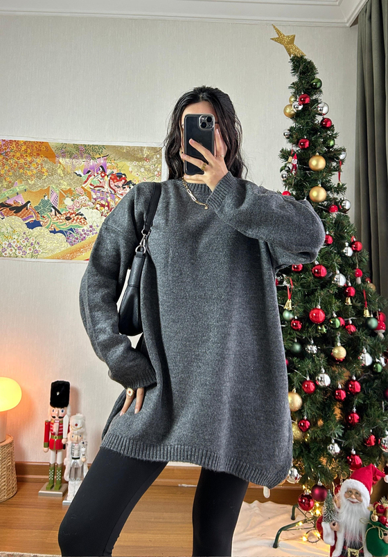 Mirua Basic Oversize Triko Kazak Füme