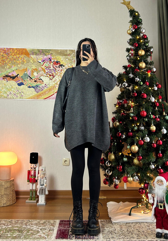 Mirua Basic Oversize Triko Kazak Füme