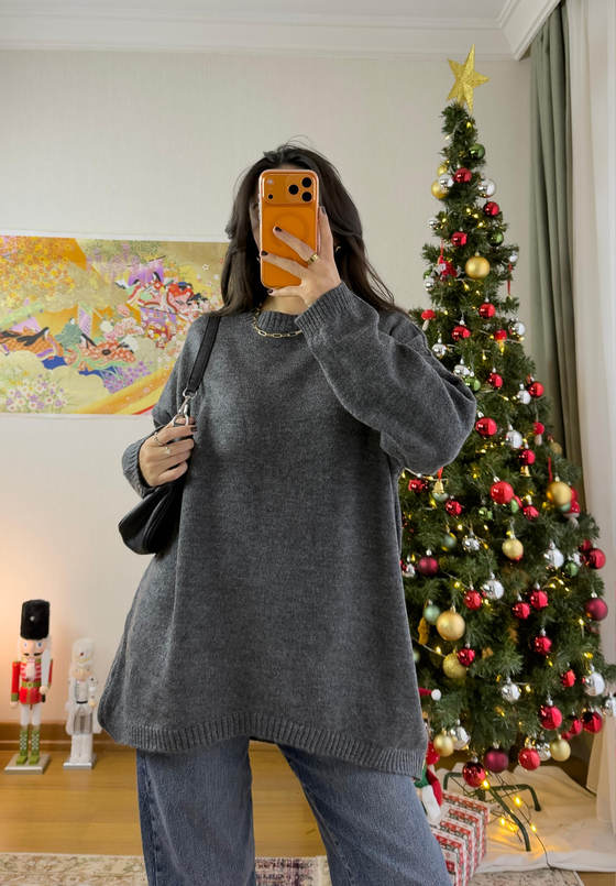 Mirua Basic Oversize Triko Kazak Füme