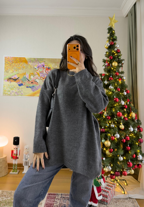 Mirua Basic Oversize Triko Kazak Füme