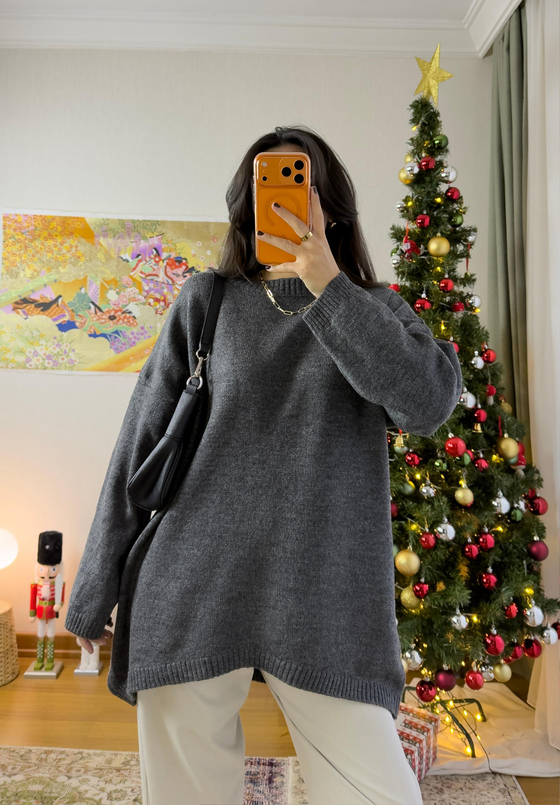 Mirua Basic Oversize Triko Kazak Füme