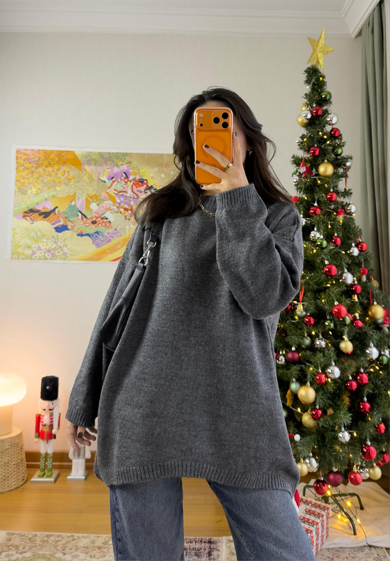 Mirua Basic Oversize Triko Kazak Füme
