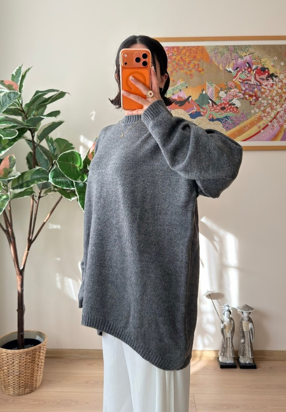 Mirua Basic Oversize Triko Kazak Füme