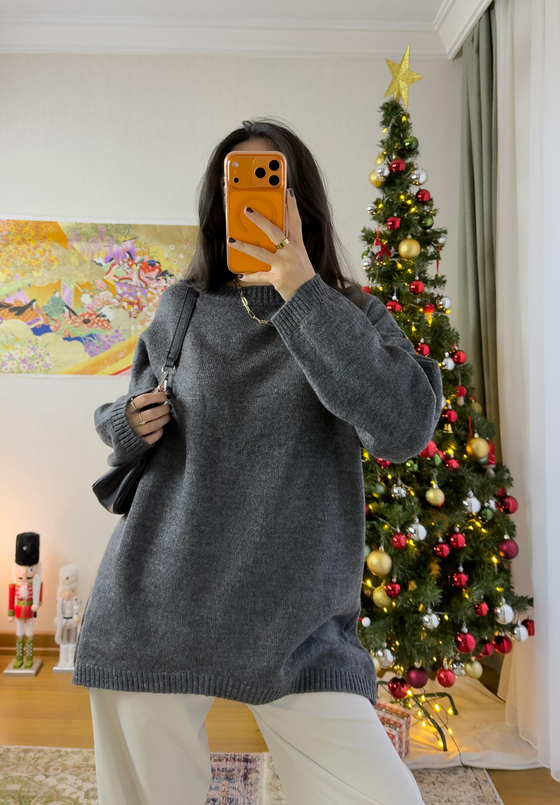 Mirua Basic Oversize Triko Kazak Füme