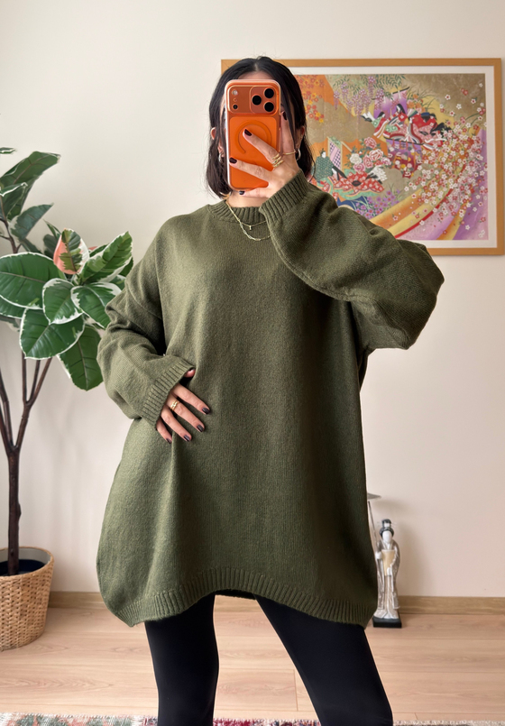 Mirua Basic Oversize Triko Kazak Haki