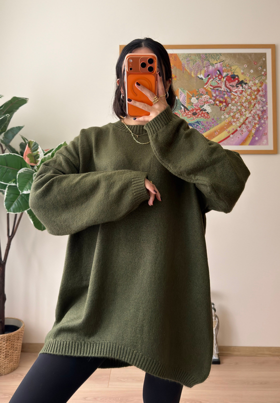 Mirua Basic Oversize Triko Kazak Haki
