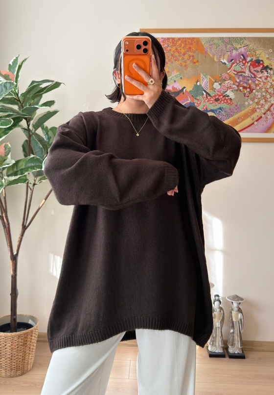 Mirua Basic Oversize Triko Kazak Kahve