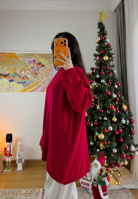 Mirua Basic Oversize Triko Kazak Kırmızı
