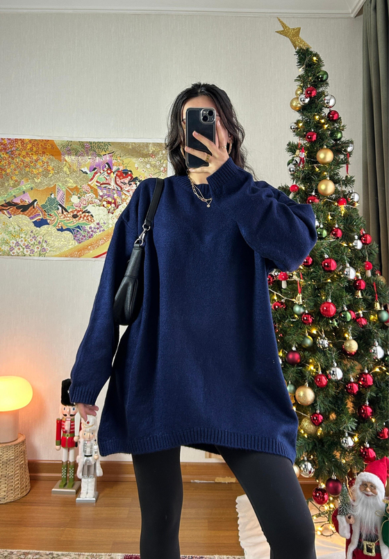 Mirua Basic Oversize Triko Kazak Lacivert