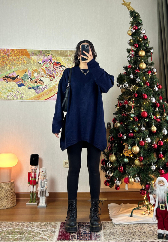 Mirua Basic Oversize Triko Kazak Lacivert
