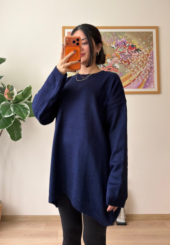 Mirua Basic Oversize Triko Kazak Lacivert