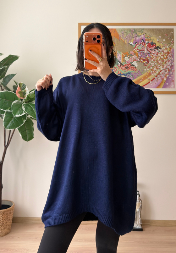 Mirua Basic Oversize Triko Kazak Lacivert