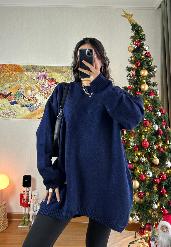 Mirua Basic Oversize Triko Kazak Lacivert