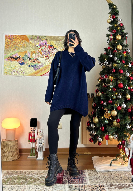 Mirua Basic Oversize Triko Kazak Lacivert