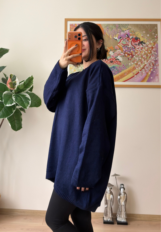 Mirua Basic Oversize Triko Kazak Lacivert