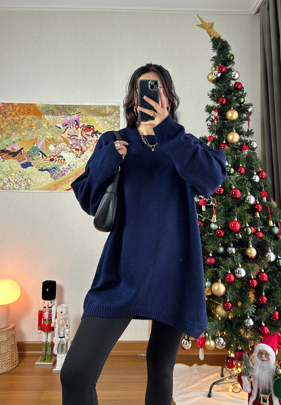Mirua Basic Oversize Triko Kazak Lacivert