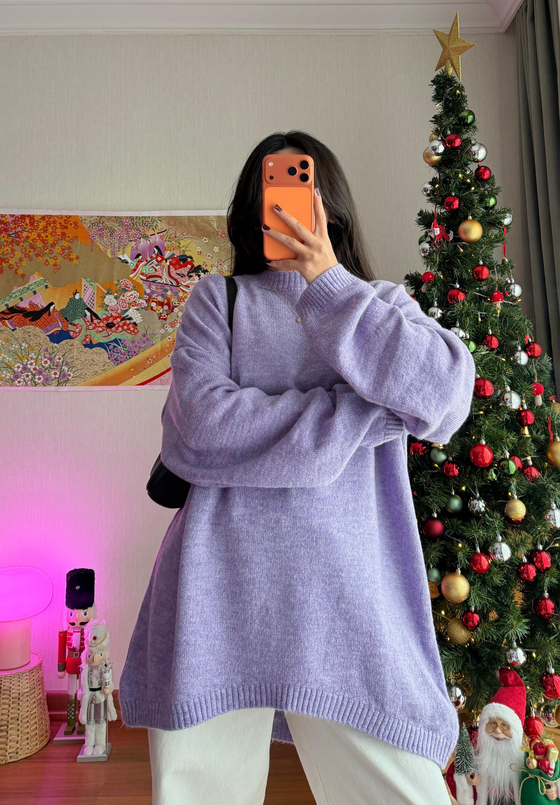 Mirua Basic Oversize Triko Kazak Lila