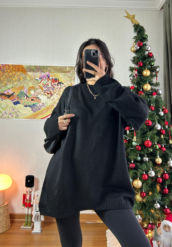 Mirua Basic Oversize Triko Kazak Siyah