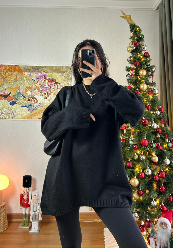 Mirua Basic Oversize Triko Kazak Siyah